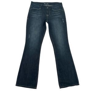 Guess Jeans Women Sz 30 Distressed Wide Boot‎ Leg Embroidered Cowgirl Core Dark